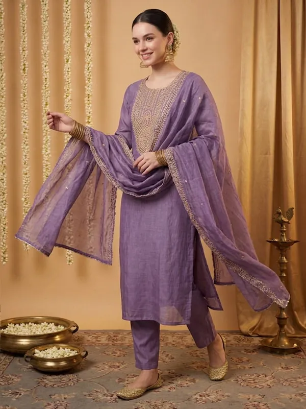 Purple_Embroidered_Straight_Kurta_Set_For_Women