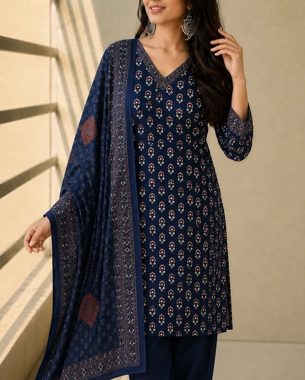 Navy_Printed_Straight_Kurta_Set_For_Women