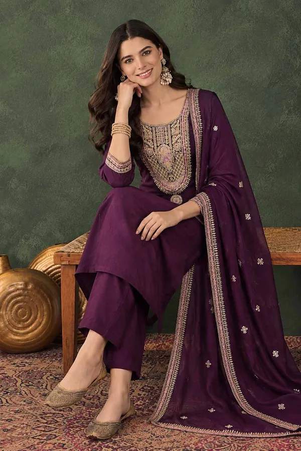 Purple_Embroidered_Straight_Kurta_Set_For_Women