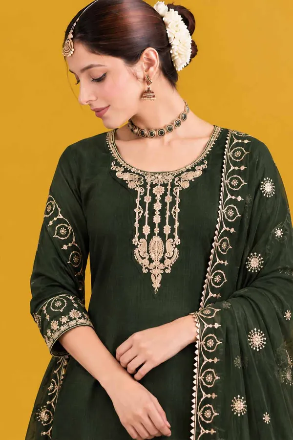 Dark_Green_Embroidered_Straight_Kurta_Set_For_Women