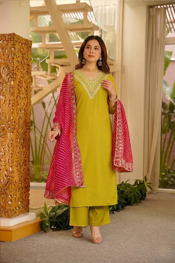 Green_Embroidered_Straight_Kurta_Set_For_Women