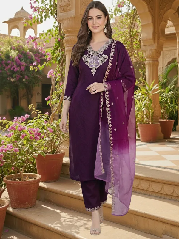Purple_Embroidered_Straight_Kurta_Set_For_Women