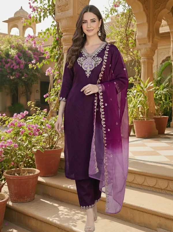 Purple_Embroidered_Straight_Kurta_Set_For_Women