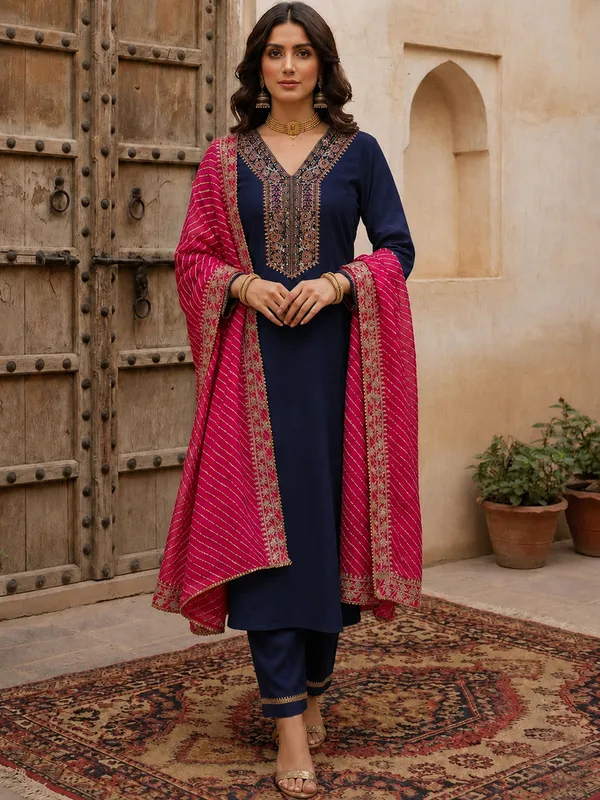 Navy_Blue_Embroidered_Straight_Kurta_Set_With_Dupatta_For_Women