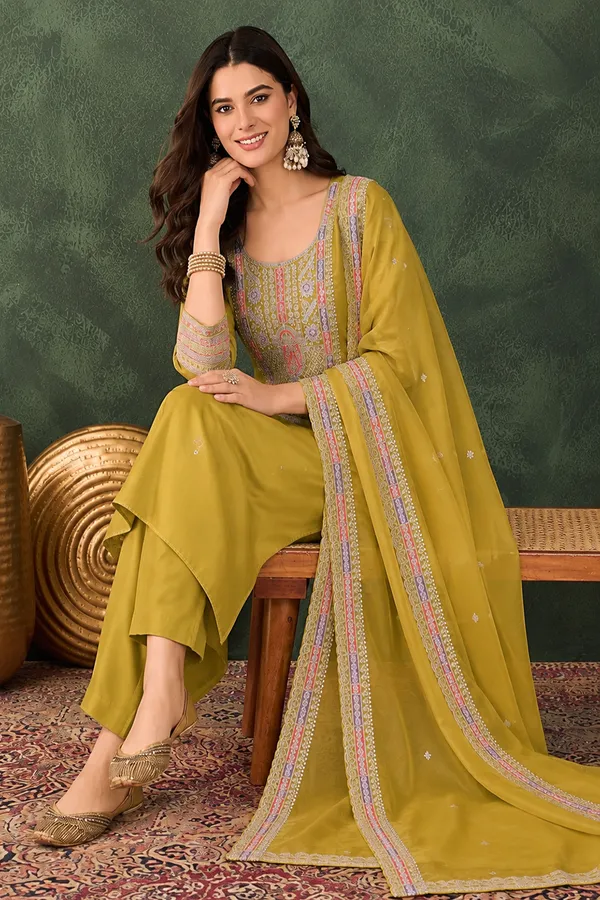 Mustard_Embroidered_Straight_Kurta_Set_For_Women