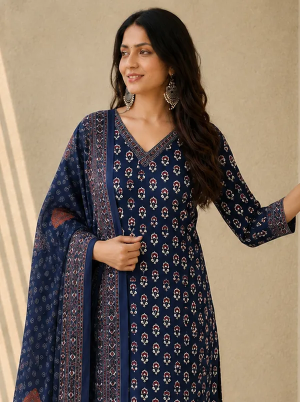 Navy_Printed_Straight_Kurta_Set_For_Women
