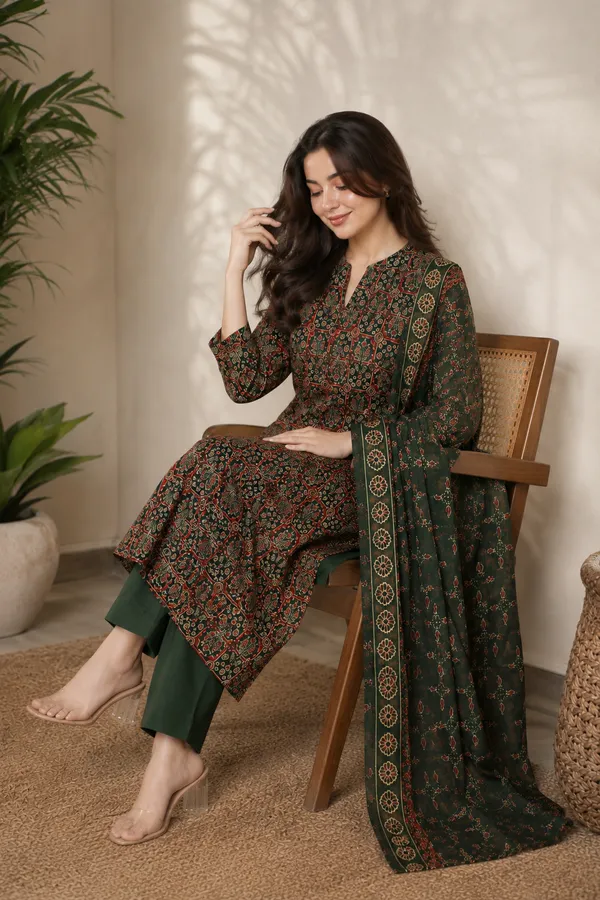 Green_Printed_Straight_Kurta_Set_For_Women