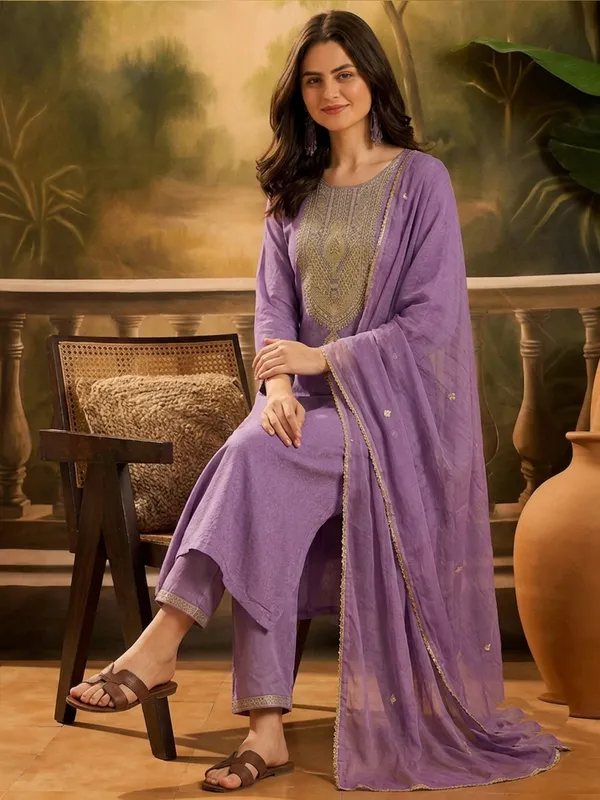 Purple_Embroidered_Straight_Kurta_Set_For_Women