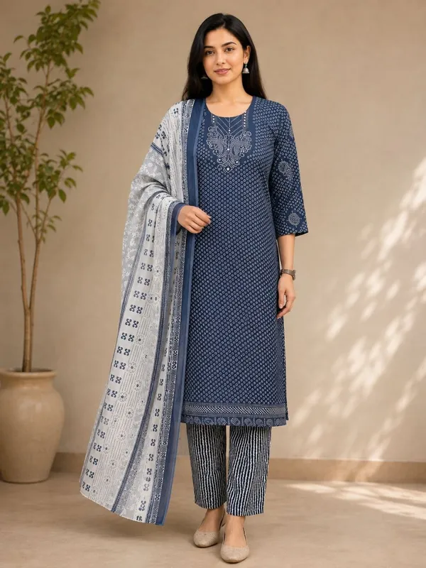 Navy_Printed_Straight_Kurta_Set_For_Women