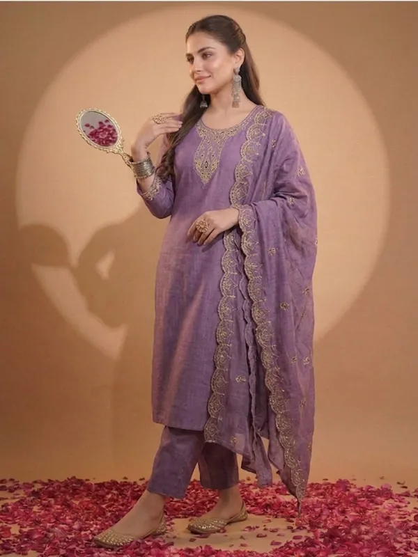 Purple_Embroidered_Straight_Kurta_Set_For_Women