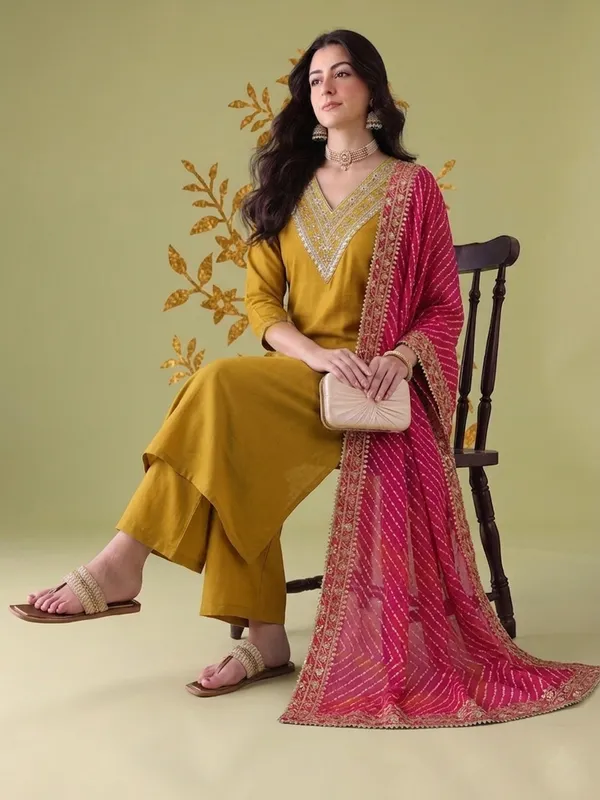 Mustard_Embroidered_Straight_Kurta_Palazzo_Set_For_Women