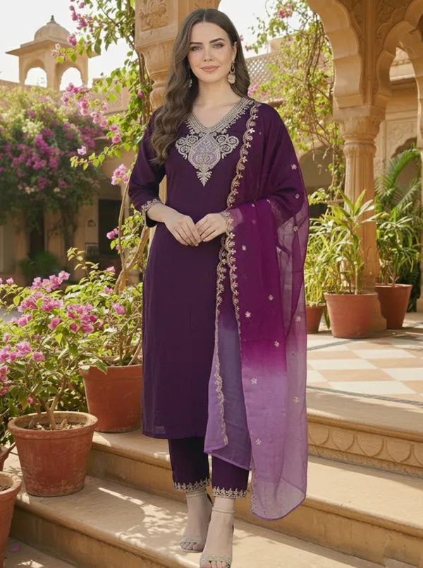 Purple_Embroidered_Straight_Kurta_Set_For_Women