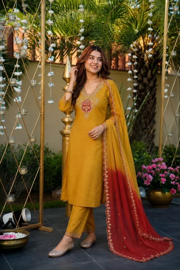 Mustard_Embroidered_Straight_Kurta_Set_For_Women
