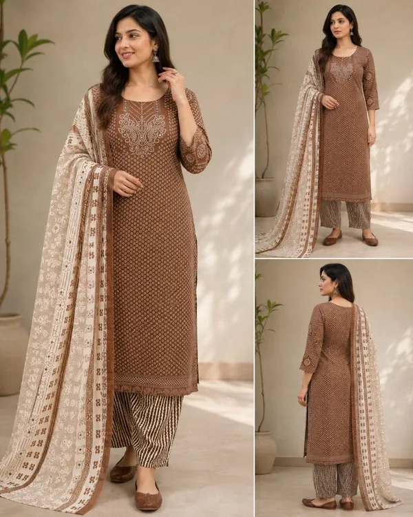 Brown_Printed_Straight_Kurta_Set_For_Women