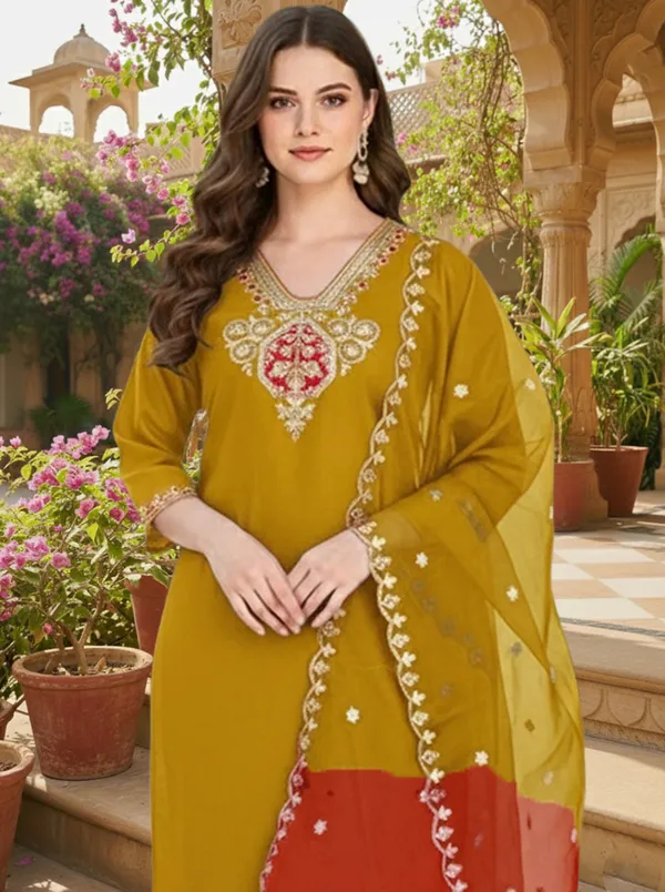 Mustard_Embroidered_Straight_Kurta_Set_For_Women