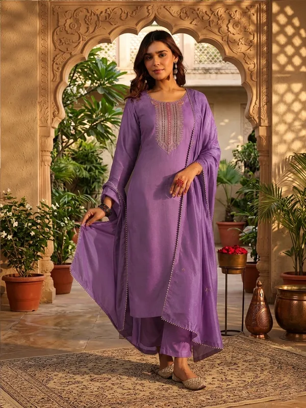 Purple_Embroidered_Straight_Kurta_Set_For_Women
