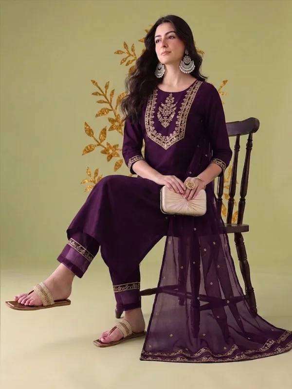 Purple_Embroidered_Straight_Kurta_Pant_Set_For_Women