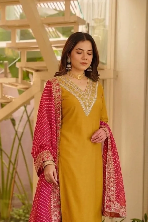Mustard_Embroidered_Straight_Kurta_Palazzo_Set_For_Women