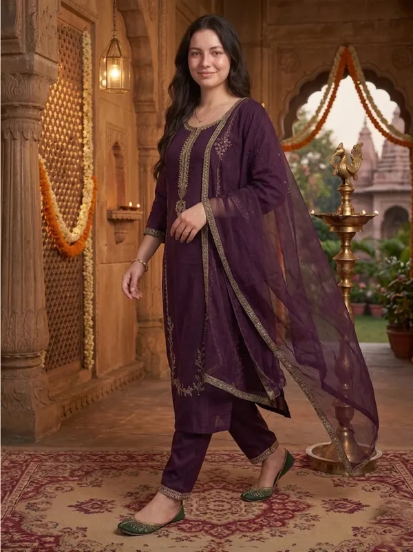 Purple_Embroidered_Straight_Suit_Set_For_Women