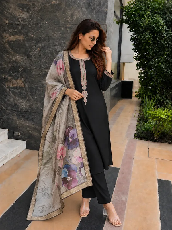 Black_Straight_Kurta_Set_For_Women