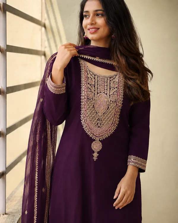 Purple_Embroidered_Straight_Kurta_Set_For_Women
