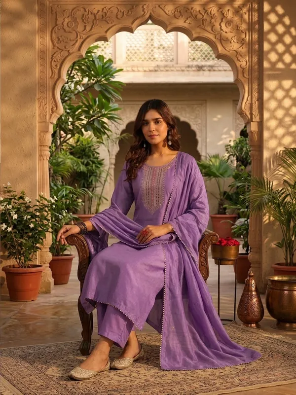 Purple_Embroidered_Straight_Kurta_Set_For_Women