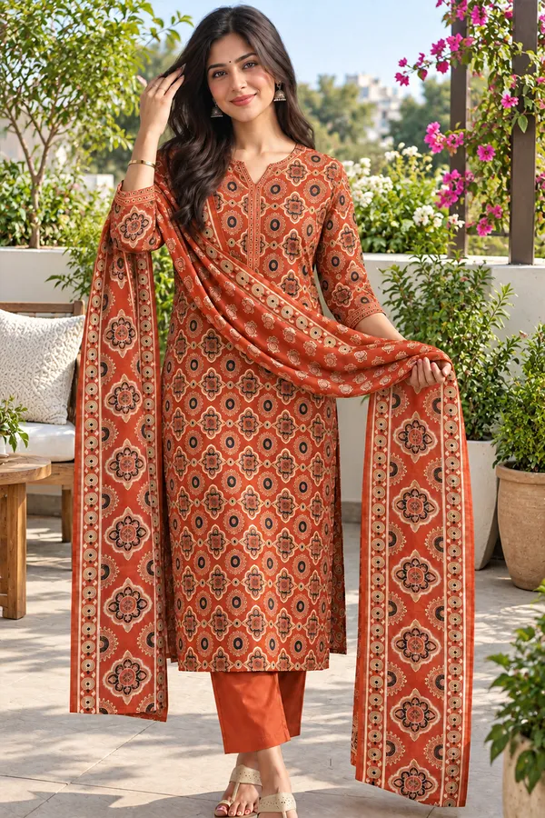 Orange_Printed_Straight_Kurta_Set_For_Women