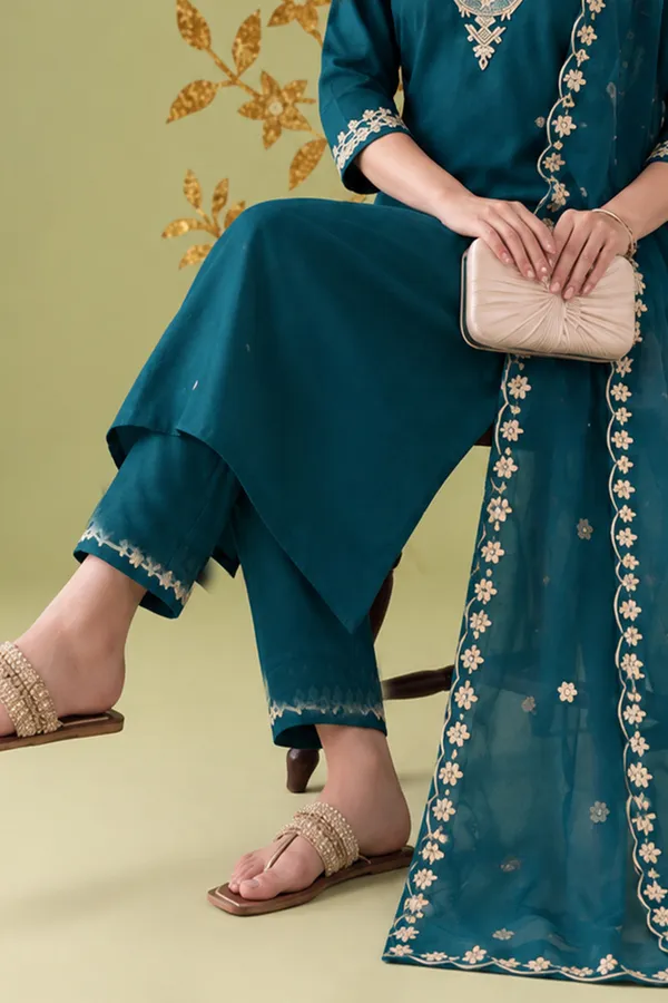 Teal_Embroidered_Straight_Ethnic_Suit_Set_For_Women