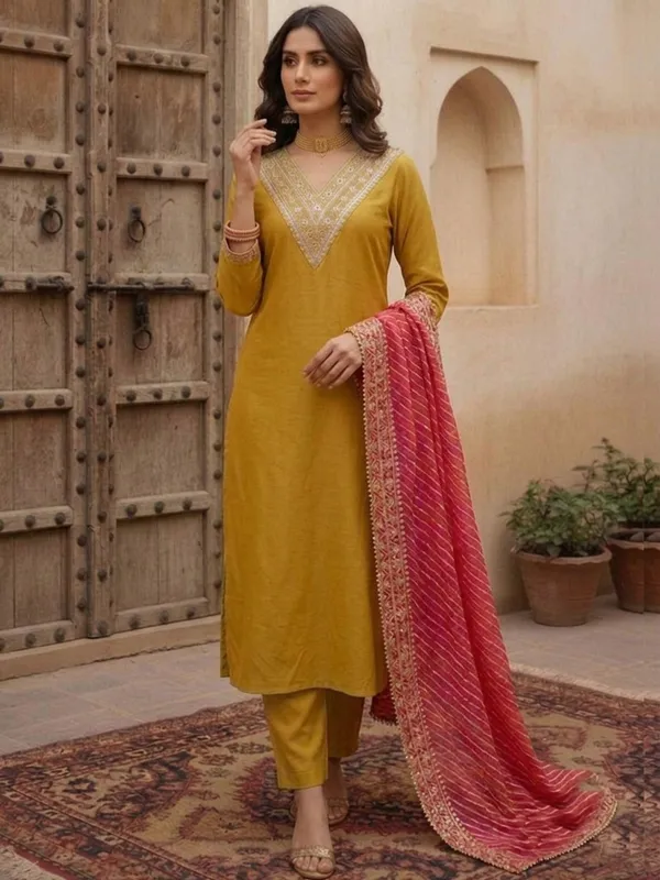 Mustard_Embroidered_Straight_Kurta_Palazzo_Set_For_Women