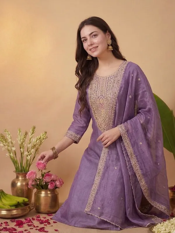 Purple_Embroidered_Straight_Kurta_Set_For_Women