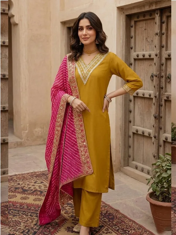 Mustard_Embroidered_Straight_Kurta_Palazzo_Set_For_Women