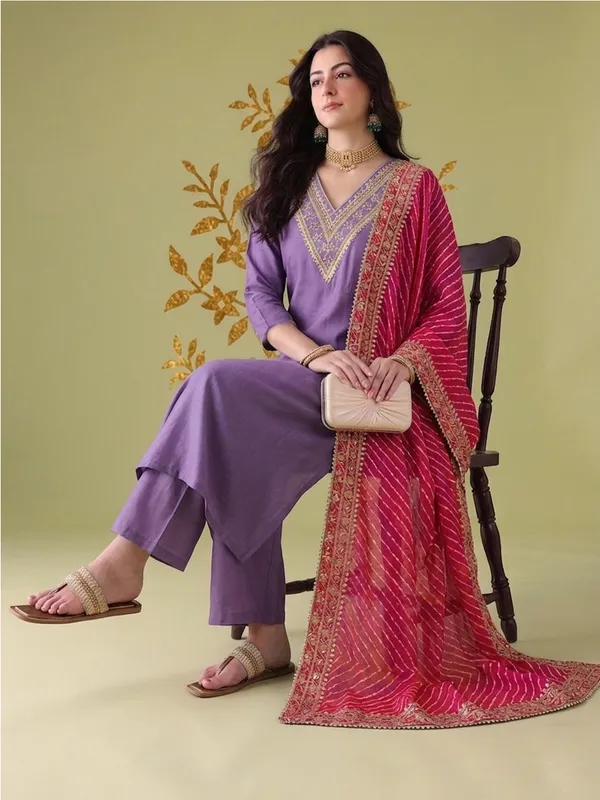 Purple_Embroidered_Straight_Kurta_Set_For_Women