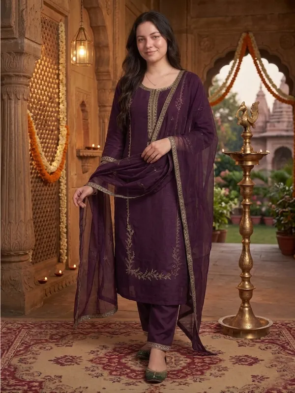 Purple_Embroidered_Straight_Suit_Set_For_Women