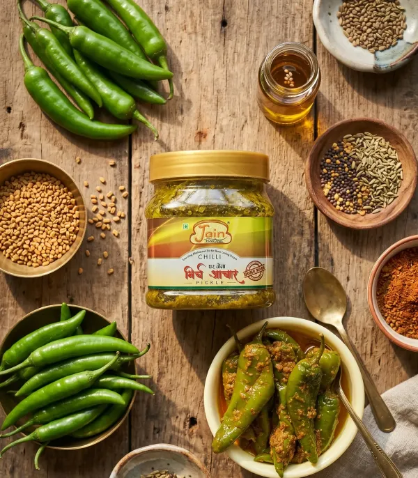 Green_Chilli_Stuffed_Pickle_Bharwa_Hari_Mirch_Achaar_With_Traditional_Indian_Spices_Jain_Pickle_Wala_400_Gms