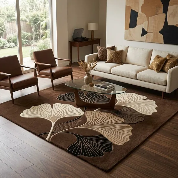 Brown_Wool_Contemporary_Botanical_Ginkgo_Leaf_Area_Rug