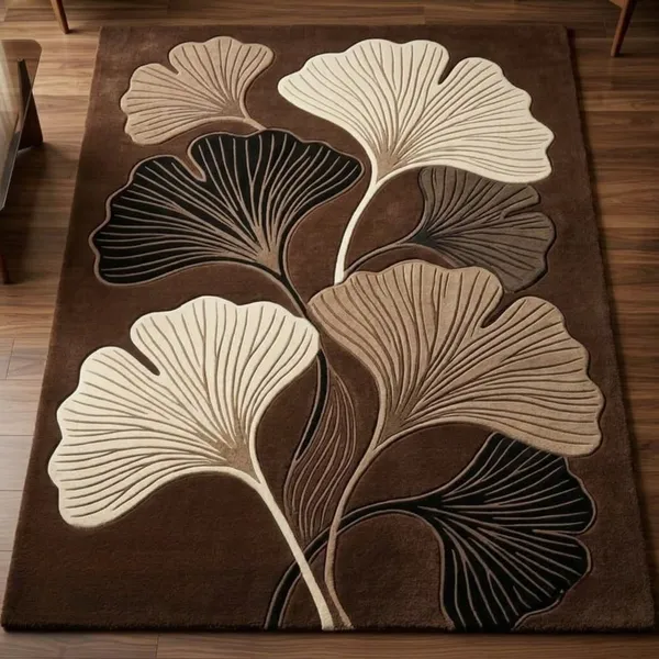 Brown_Wool_Contemporary_Botanical_Ginkgo_Leaf_Area_Rug