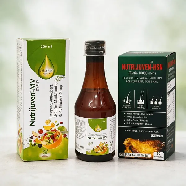 Nutrijuven_HSN_Biotin_10,000_mcg__30_Capsules_+_MV_Multivitamin_&_Multimineral_Syrup_with_Lycopene200_ML