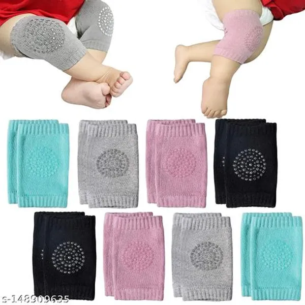 Multicolour_Cotton_Anti-Slip_Baby_Knee_And_Elbow_Pads_For_Crawling_-_Pack_of_3