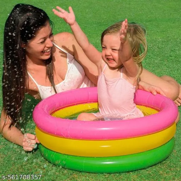 Multicolour_Rubber_Inflatable_Round_Kids_Swimming_Pool_2Ft