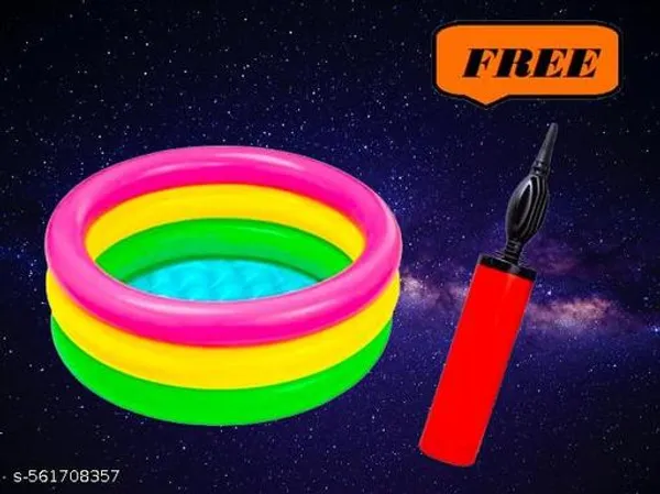 Multicolour_Rubber_Inflatable_Round_Kids_Swimming_Pool_2Ft