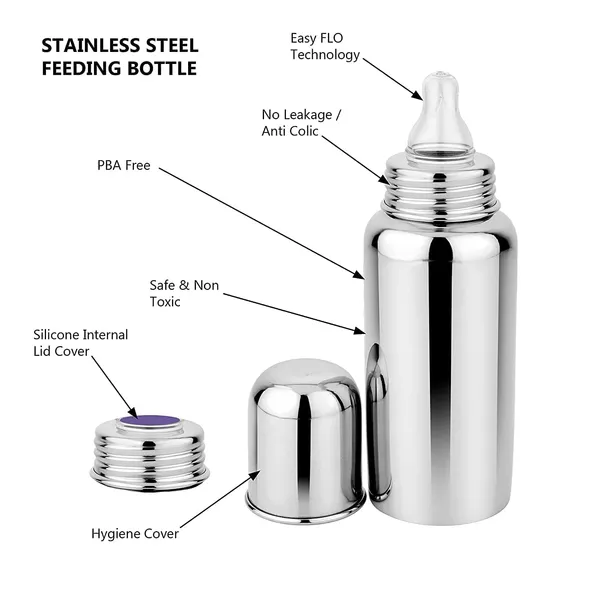 Silver_Steel_Silicone_Anti-Colic_Baby_Feeding_Bottle_With_Nipple