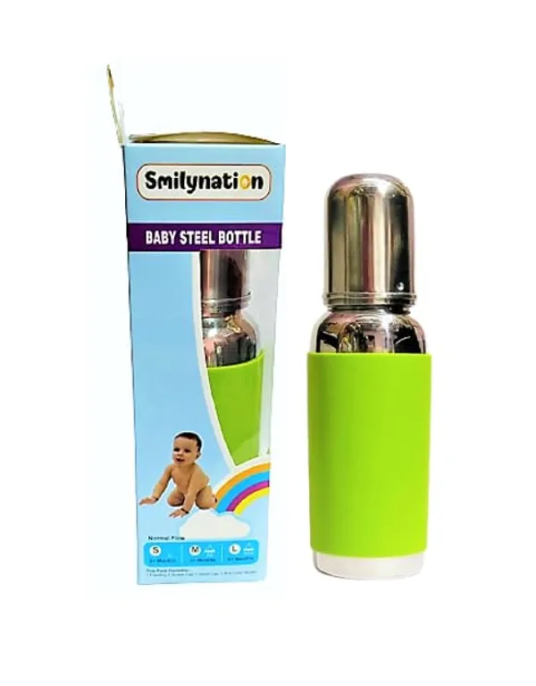 Silver_Steel_Silicone_Grip_Anti-Colic_Baby_Feeding_Bottle