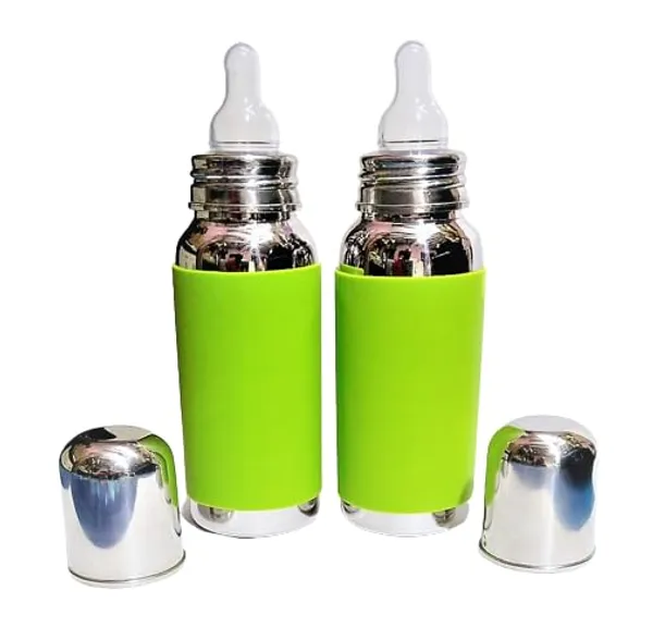 Silver_Steel_Silicone_Grip_Anti-Colic_Baby_Feeding_Bottle