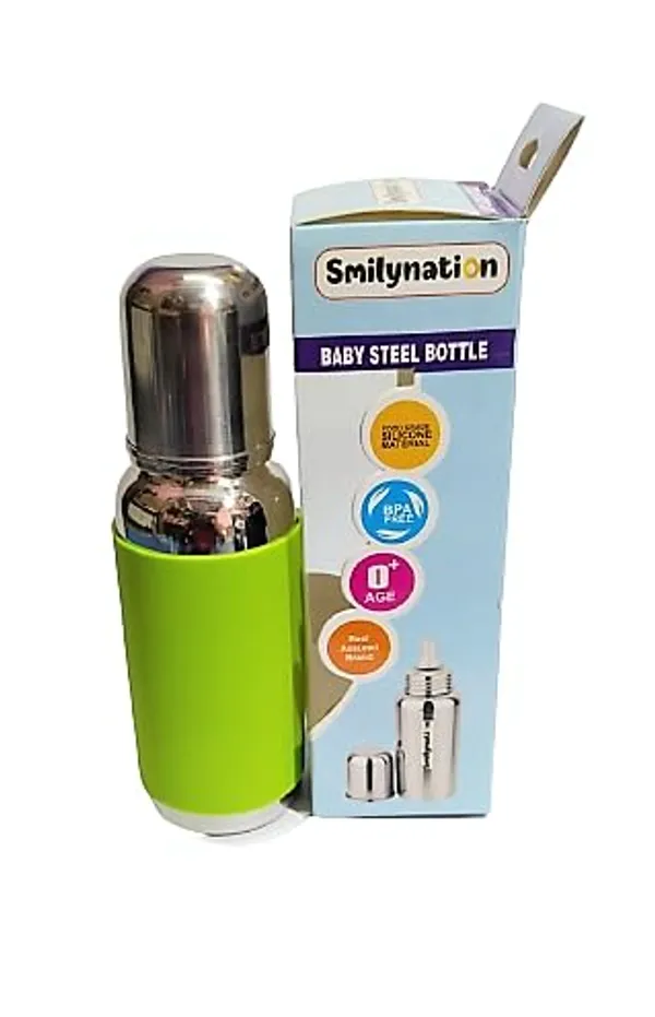 Silver_Steel_Silicone_Grip_Anti-Colic_Baby_Feeding_Bottle