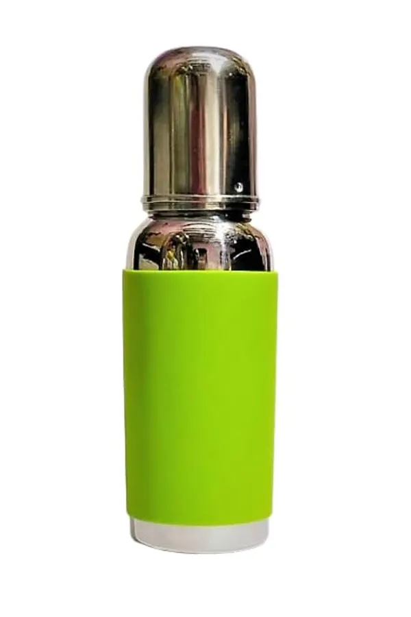 Silver_Steel_Anti-Colic_Baby_Feeding_Bottle_With_Silicone_Grip