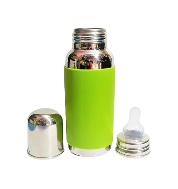 Silver_Steel_Anti-Colic_Baby_Feeding_Bottle_With_Silicone_Grip