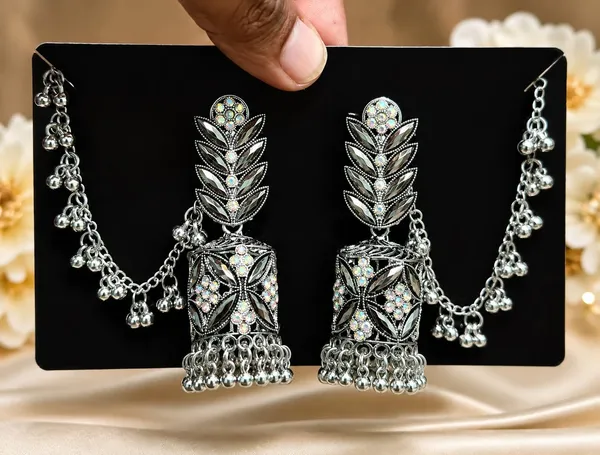 Oxidised_Leaf_Jhumka_Earrings