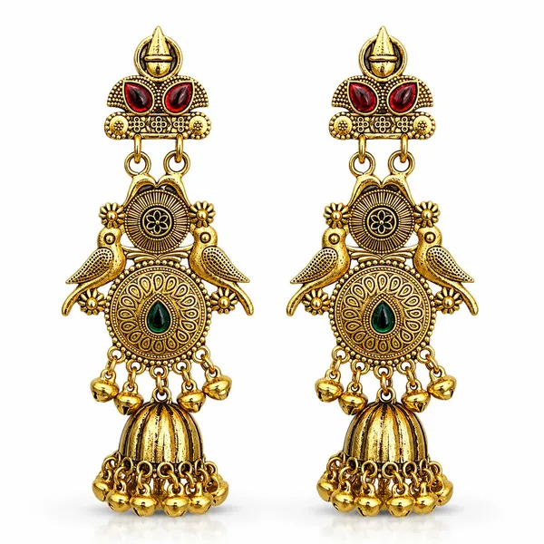 Jhumka_Earrings_With_Peacock_Motif