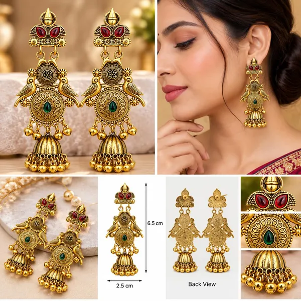Jhumka_Earrings_With_Peacock_Motif