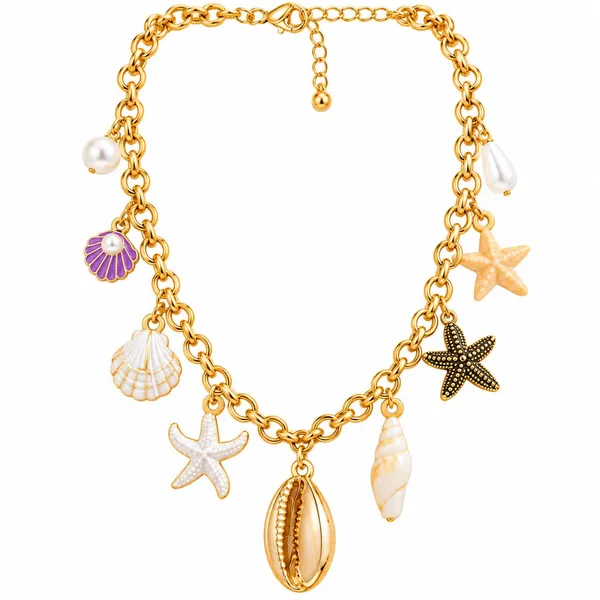 Charm_Necklace_With_Seashell_Starfish_And_Pearl